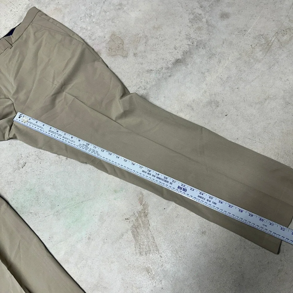 Nautica Men's Tan Chinos Flat Front Dress Pants Size 42W‎ x 32L Polyester Blend
